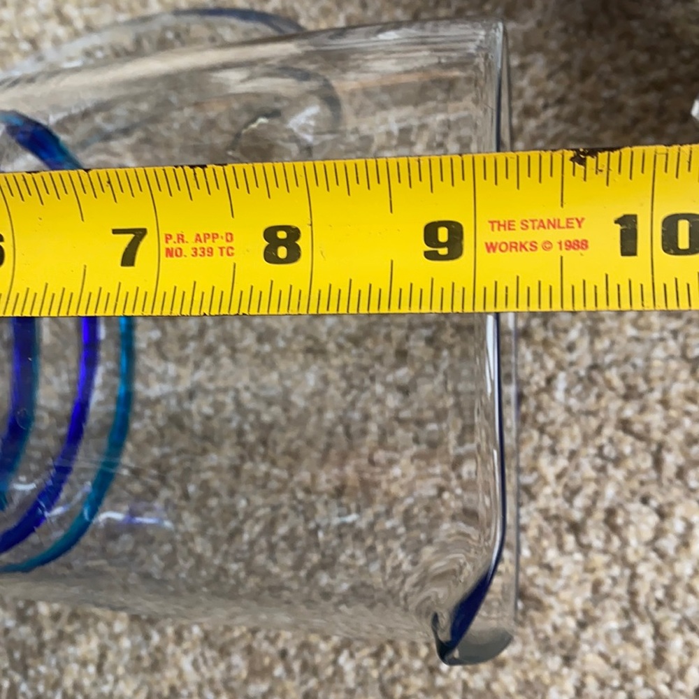 Pier 1 Glass two-tone blue glass pitcher with 3 matching glasses - Picture 11 of 11
